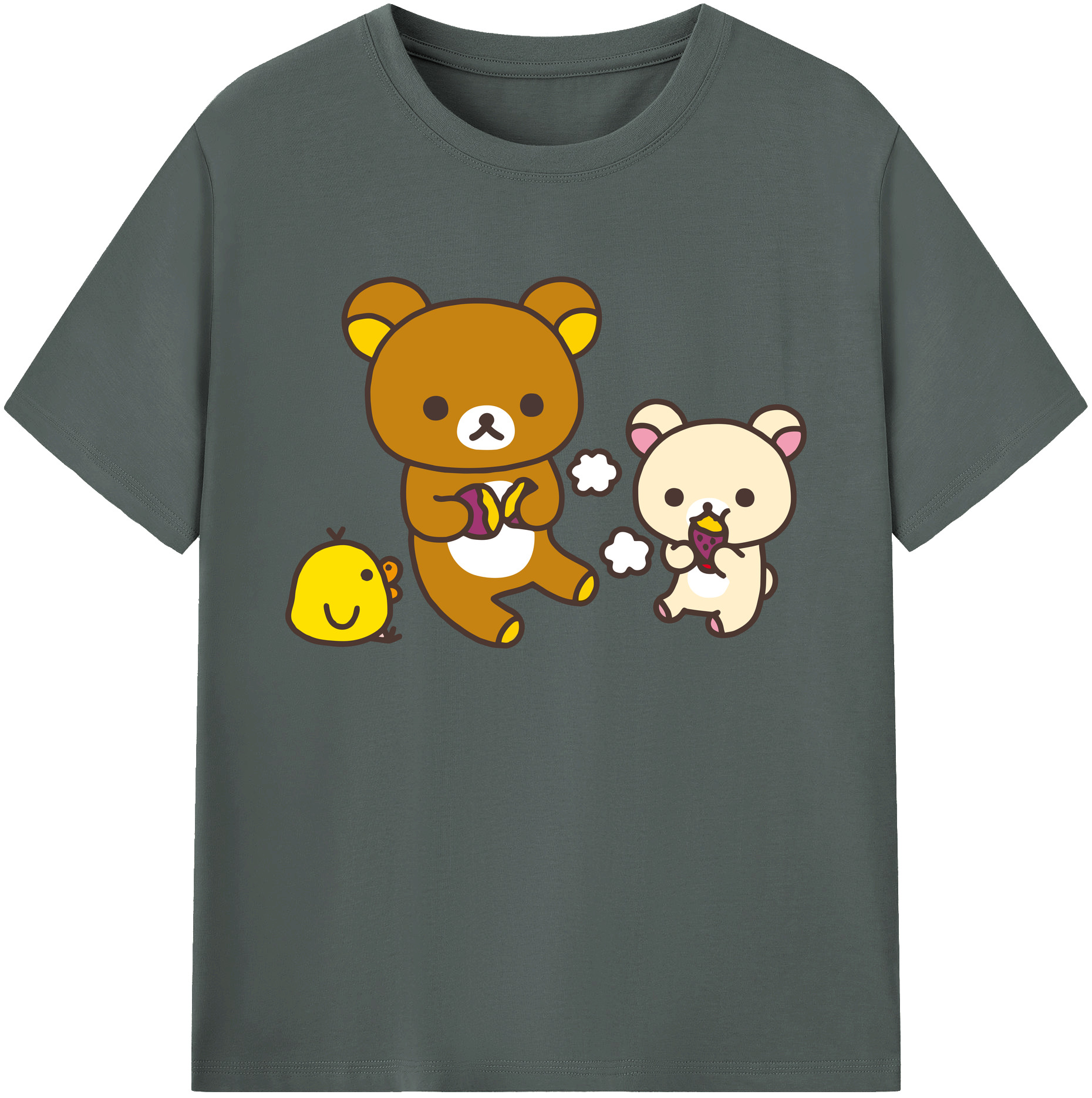 （画像用） リラックマ リラックマ キイロイトリ Rilakkuma Korilakkuma Kiiroitori 綿100％ メンズ半袖Tシャツ｜肌触りやわらか＆通気性